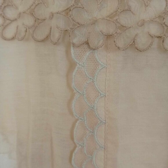 BCBG Maxazria Runway Tan Beige Lace Semi Sheer Drop Waist Mini Dress Size Small - Picture 13 of 14